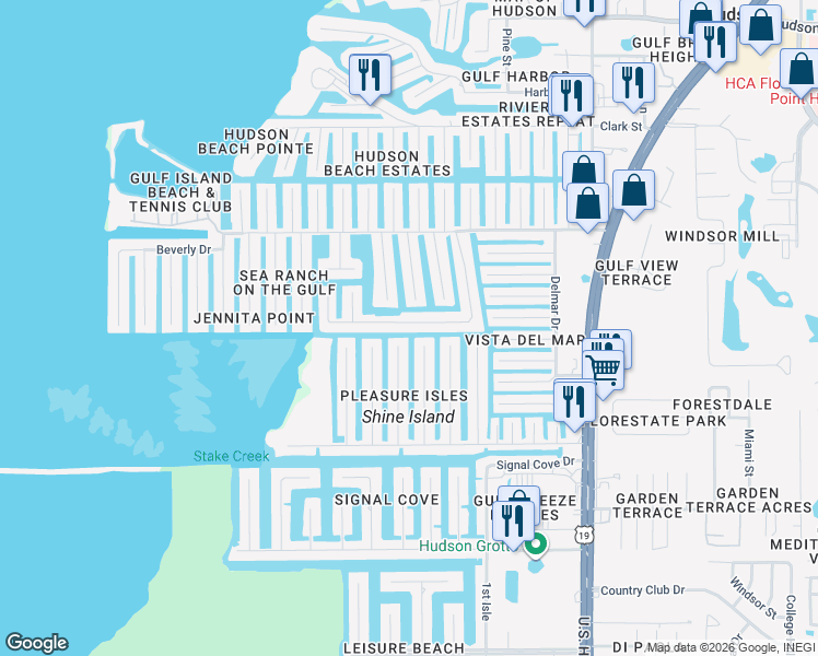 map of restaurants, bars, coffee shops, grocery stores, and more near 13432 Lisa Drive in Hudson