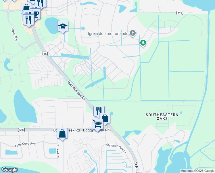 map of restaurants, bars, coffee shops, grocery stores, and more near 13291 Oakenshaw Lane in Orlando