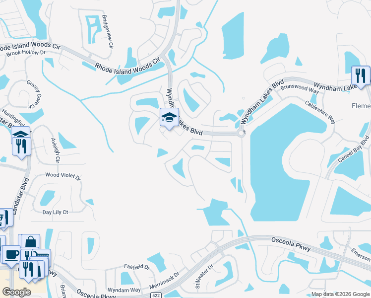 map of restaurants, bars, coffee shops, grocery stores, and more near 1825 Cedar Lake Drive in Orlando