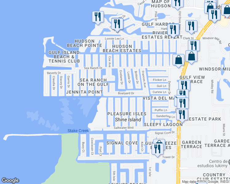 map of restaurants, bars, coffee shops, grocery stores, and more near 6421 Boatyard Drive in Hudson