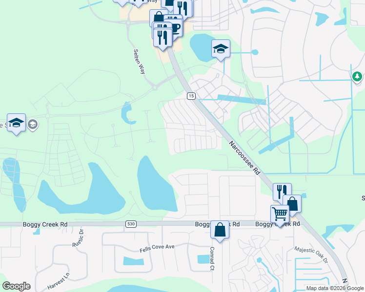 map of restaurants, bars, coffee shops, grocery stores, and more near 10316 shive island court in Orlando