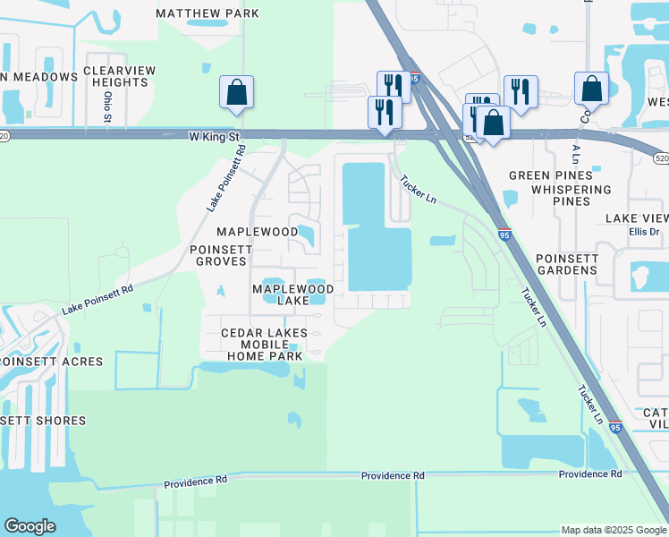 map of restaurants, bars, coffee shops, grocery stores, and more near 3900 Silk Oak Place in Cocoa