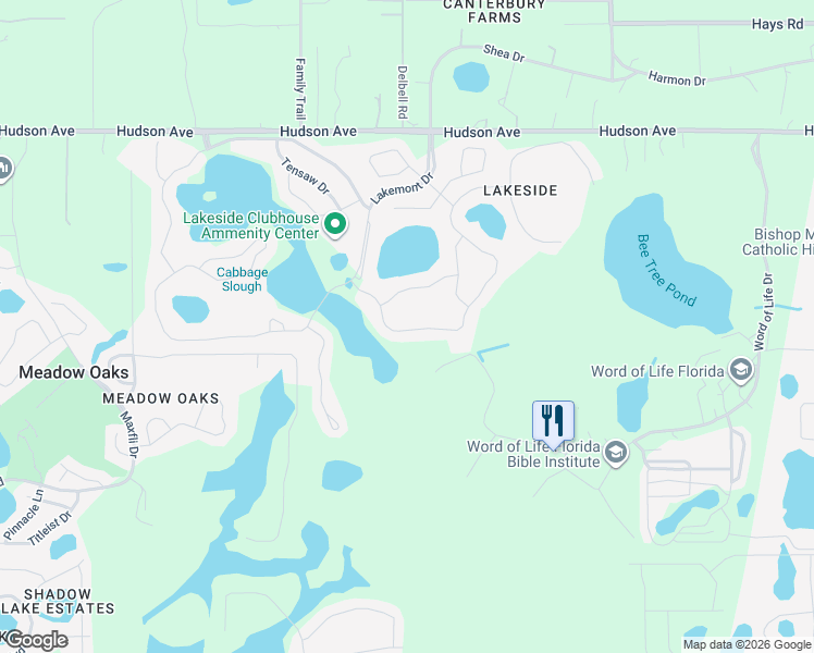 map of restaurants, bars, coffee shops, grocery stores, and more near 13335 Crest Lake Drive in Hudson