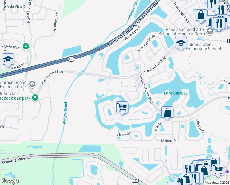 map of restaurants, bars, coffee shops, grocery stores, and more near 3927 Corveta Court in Orlando
