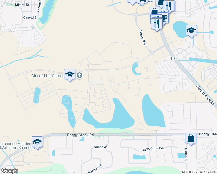 map of restaurants, bars, coffee shops, grocery stores, and more near 4698 Boggy Creek Road in Kissimmee