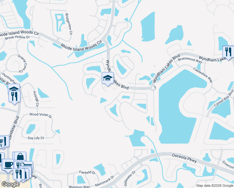 map of restaurants, bars, coffee shops, grocery stores, and more near 1825 Cedar Lake Dr in Orlando
