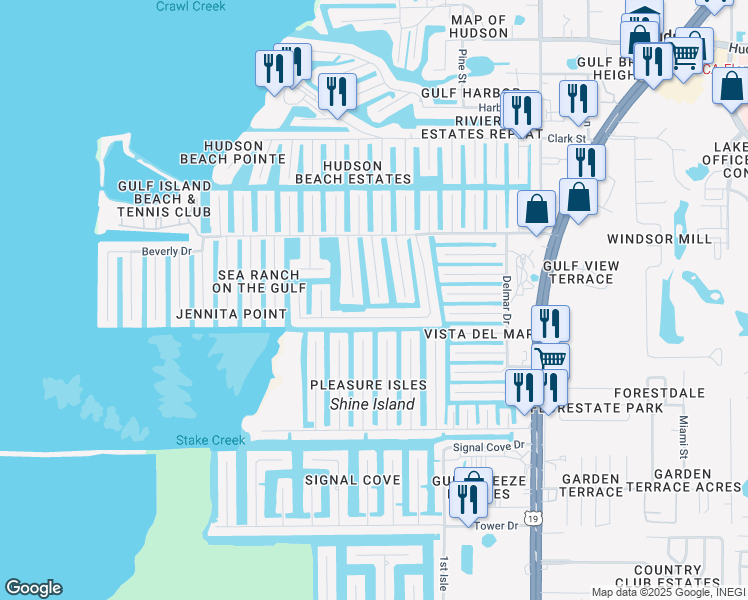 map of restaurants, bars, coffee shops, grocery stores, and more near 13535 Leslie Drive in Hudson