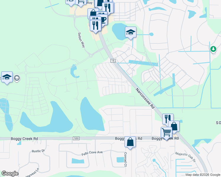 map of restaurants, bars, coffee shops, grocery stores, and more near 10316 shive island court in Orlando