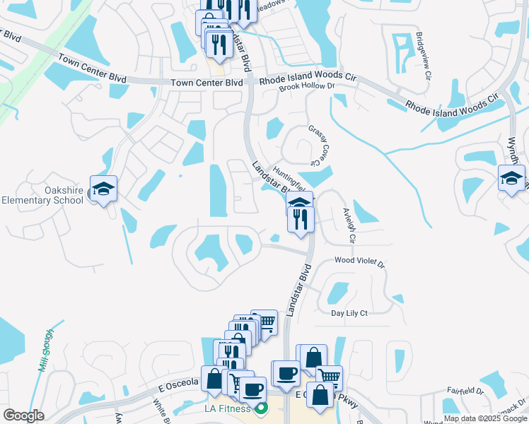 map of restaurants, bars, coffee shops, grocery stores, and more near 14828 Laguna Beach Circle in Orlando
