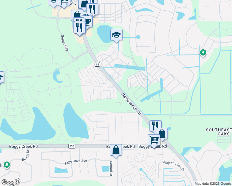 map of restaurants, bars, coffee shops, grocery stores, and more near 14505 County Road 15 in Orlando