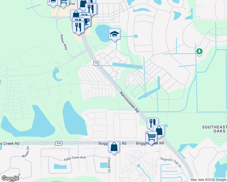 map of restaurants, bars, coffee shops, grocery stores, and more near 14505 County Road 15 in Orlando