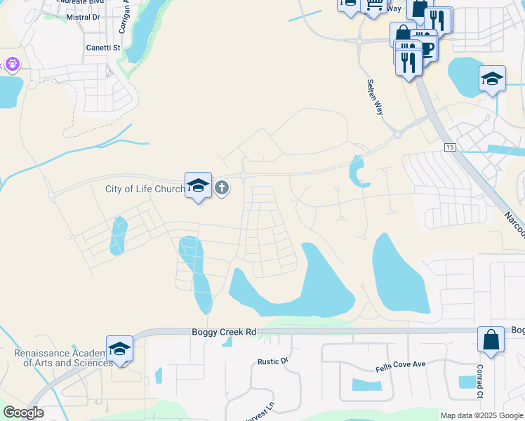 map of restaurants, bars, coffee shops, grocery stores, and more near 4690 Boggy Creek Road in Kissimmee