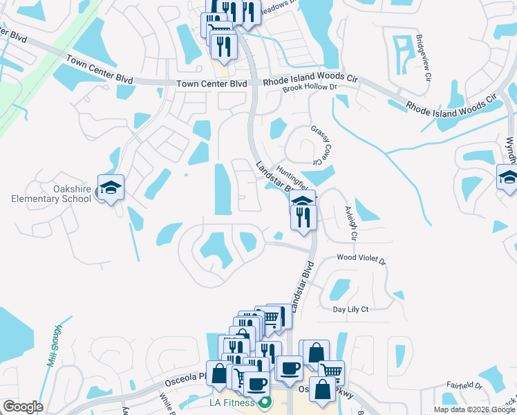 map of restaurants, bars, coffee shops, grocery stores, and more near 14793 Laguna Beach Circle in Orlando