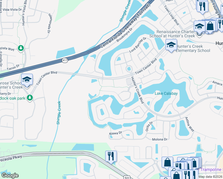 map of restaurants, bars, coffee shops, grocery stores, and more near 3927 Corveta Court in Orlando