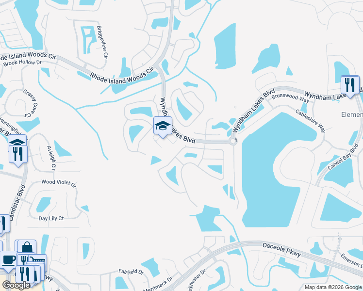 map of restaurants, bars, coffee shops, grocery stores, and more near 1825 Cedar Lake Drive in Orlando