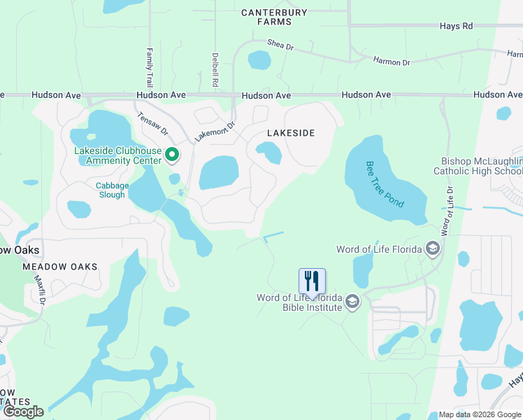 map of restaurants, bars, coffee shops, grocery stores, and more near 13526 Crest Lake Drive in Hudson