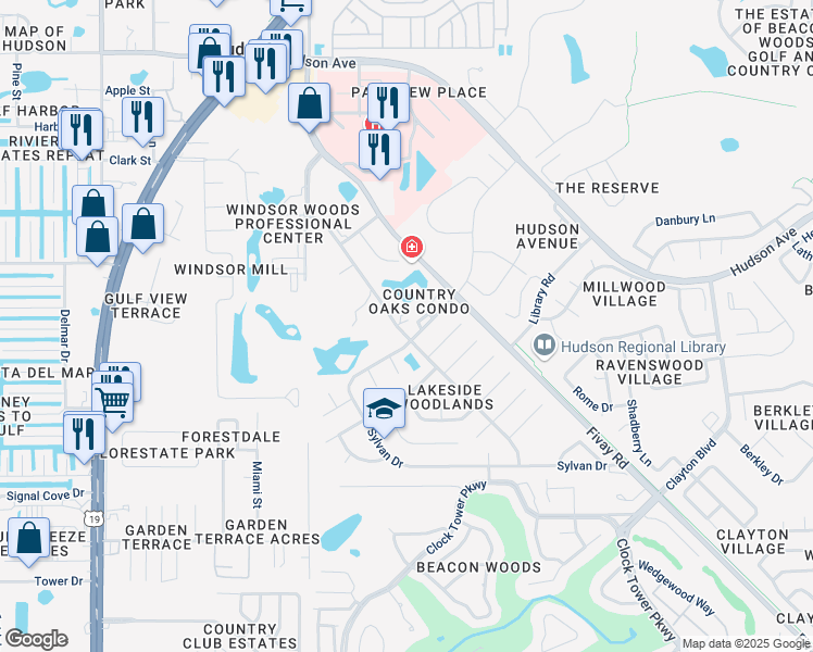 map of restaurants, bars, coffee shops, grocery stores, and more near 7706 Obrien Court in Hudson