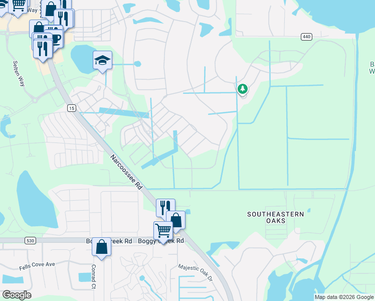 map of restaurants, bars, coffee shops, grocery stores, and more near 13291 Oakenshaw Lane in Orlando