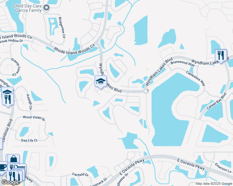 map of restaurants, bars, coffee shops, grocery stores, and more near 1915 Cedar Lake Drive in Orlando