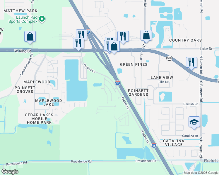 map of restaurants, bars, coffee shops, grocery stores, and more near 211 Teal Lane in Cocoa