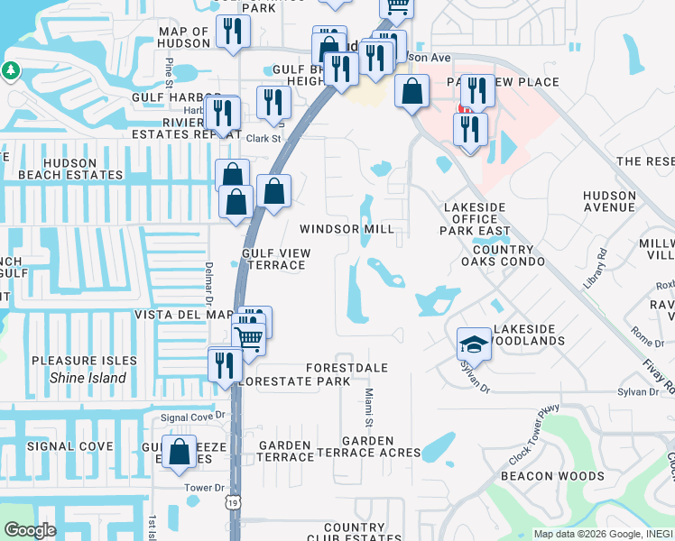 map of restaurants, bars, coffee shops, grocery stores, and more near 13511 Whitby Road in Hudson