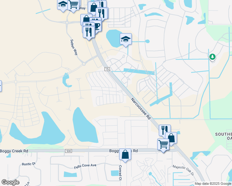 map of restaurants, bars, coffee shops, grocery stores, and more near Foley Beach Drive in Orlando