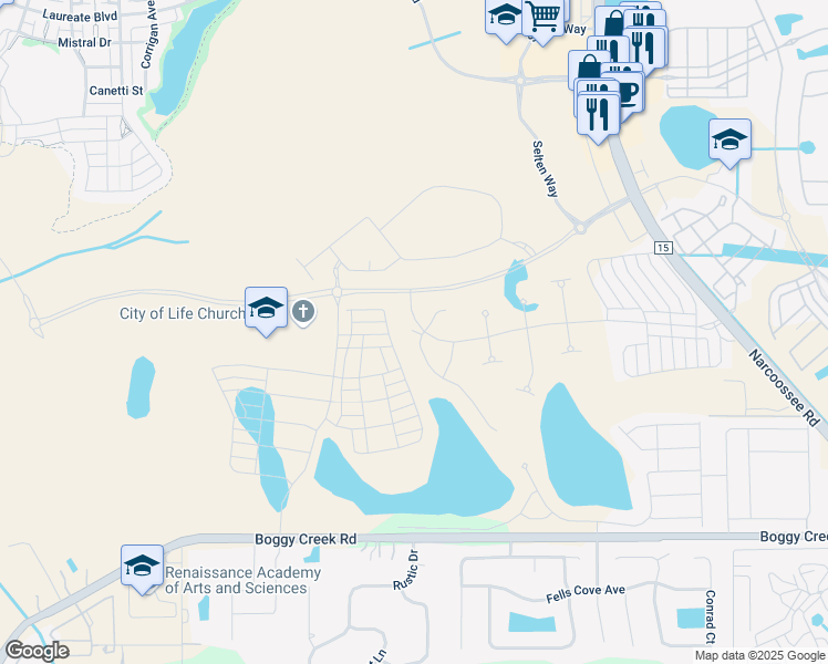 map of restaurants, bars, coffee shops, grocery stores, and more near 4698 Boggy Creek Road in Kissimmee