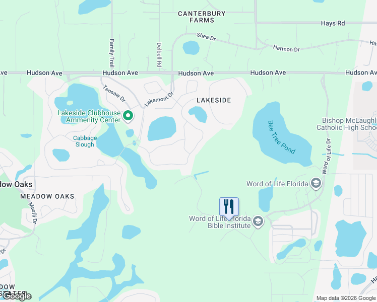 map of restaurants, bars, coffee shops, grocery stores, and more near 13526 Crest Lake Drive in Hudson