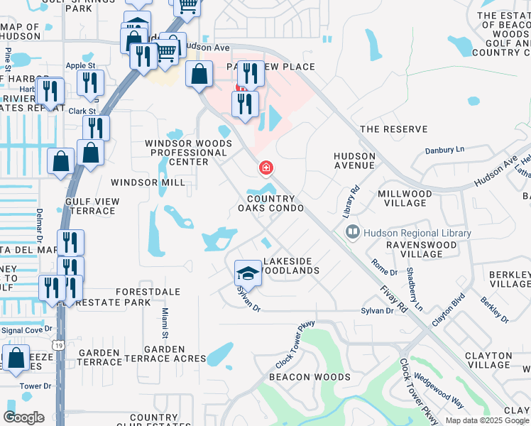 map of restaurants, bars, coffee shops, grocery stores, and more near 7706 Obrien Court in Hudson