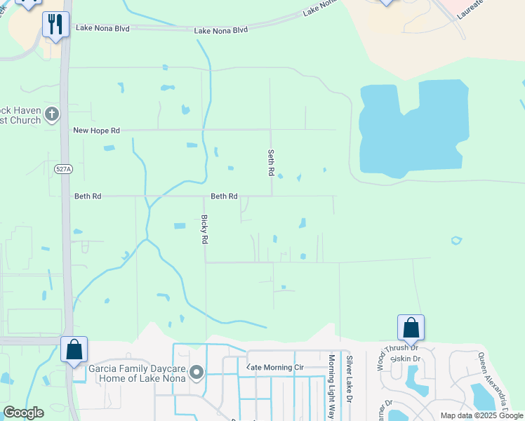 map of restaurants, bars, coffee shops, grocery stores, and more near 6744 Beth Road in Orlando