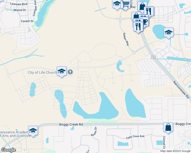 map of restaurants, bars, coffee shops, grocery stores, and more near 4698 Boggy Creek Road in Kissimmee