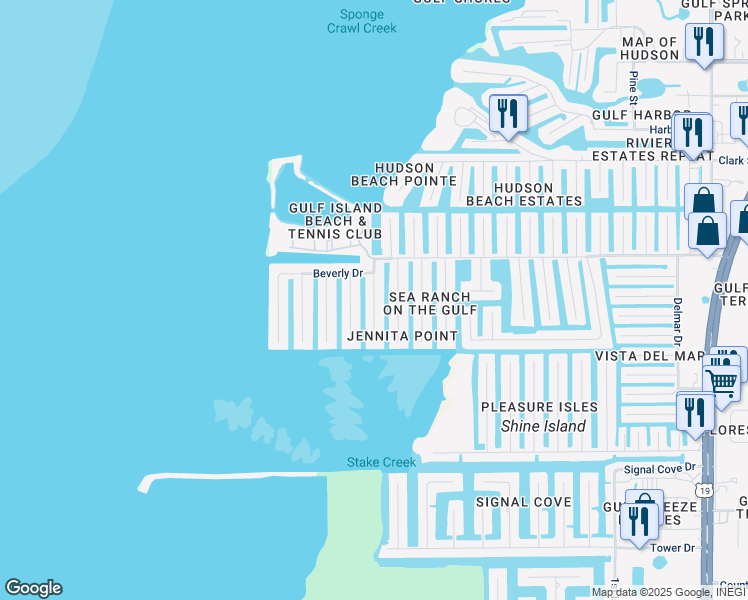 map of restaurants, bars, coffee shops, grocery stores, and more near 13636 Veronica Drive in Hudson
