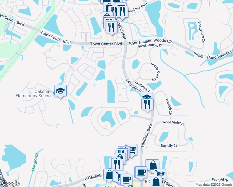 map of restaurants, bars, coffee shops, grocery stores, and more near 14690 Laguna Beach Circle in Orlando