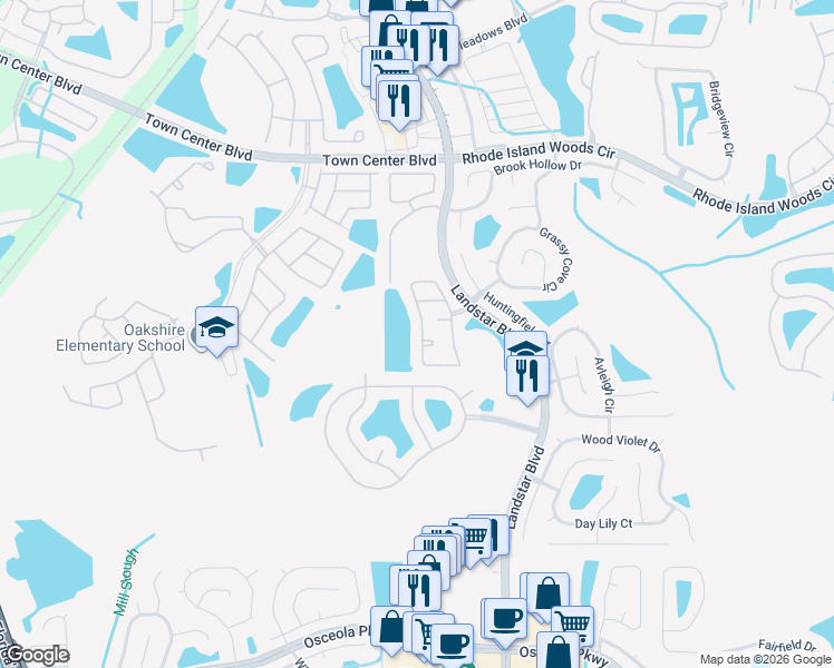 map of restaurants, bars, coffee shops, grocery stores, and more near 14686 Laguna Beach Circle in Orlando