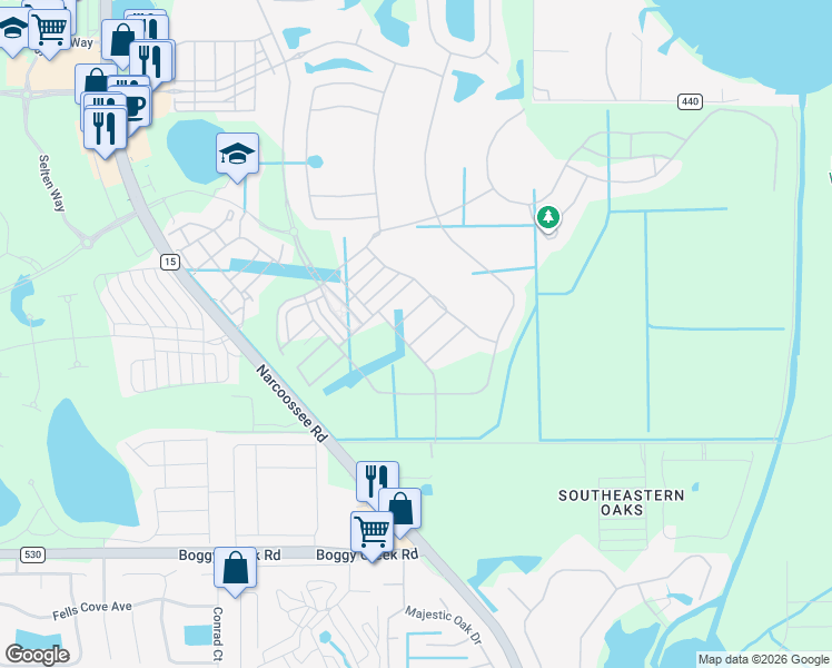 map of restaurants, bars, coffee shops, grocery stores, and more near 10544 Gatley Place in Orlando