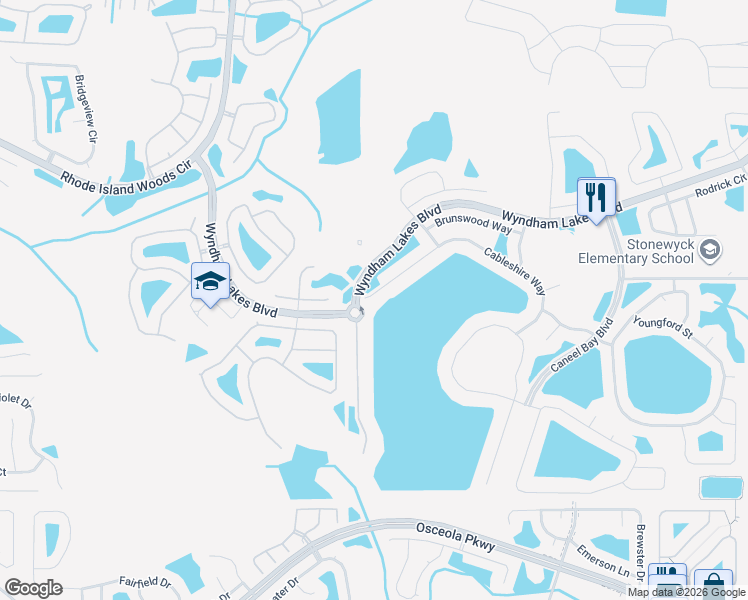 map of restaurants, bars, coffee shops, grocery stores, and more near 14524 Cableshire Way in Orlando