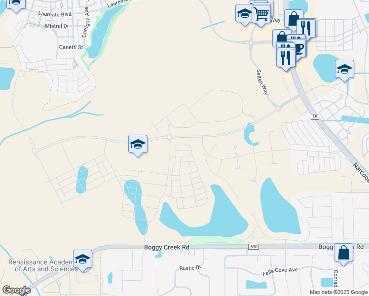 map of restaurants, bars, coffee shops, grocery stores, and more near 4674 Boggy Creek Road in Kissimmee
