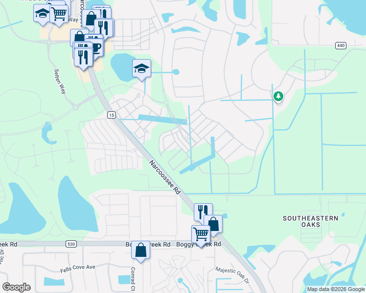 map of restaurants, bars, coffee shops, grocery stores, and more near 9449 Mere Parkway in Orlando