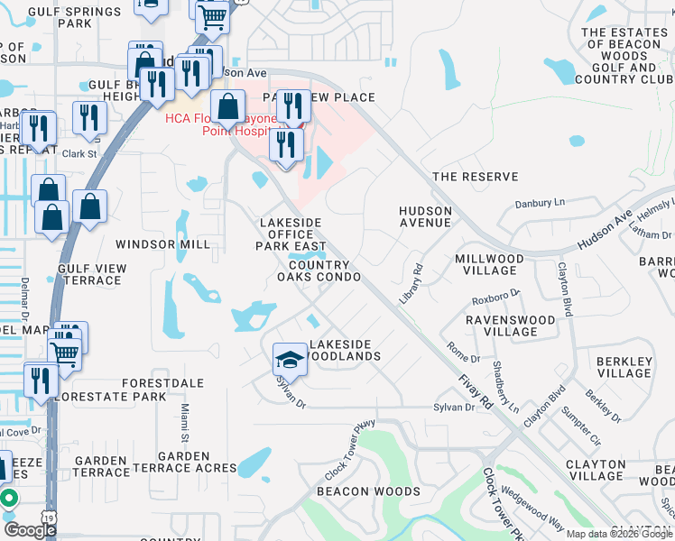 map of restaurants, bars, coffee shops, grocery stores, and more near 7735 Eureka Drive in Hudson