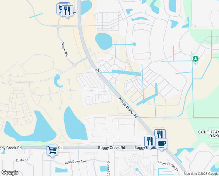 map of restaurants, bars, coffee shops, grocery stores, and more near 14197 Narcoossee Road in Orlando