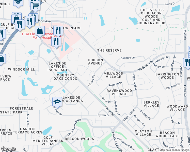 map of restaurants, bars, coffee shops, grocery stores, and more near 13653 Morning Court in Hudson
