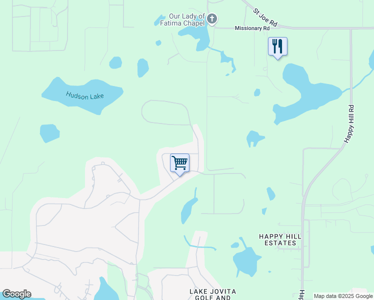 map of restaurants, bars, coffee shops, grocery stores, and more near 13617 Carryback Drive in Dade City