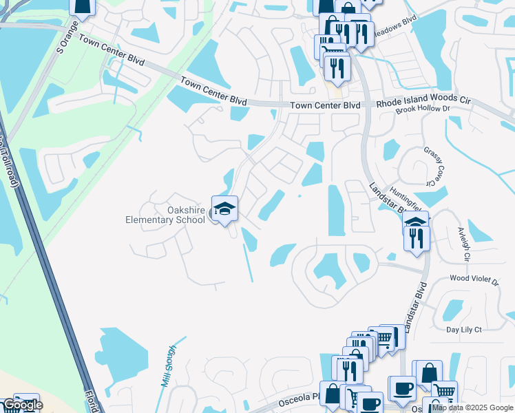 map of restaurants, bars, coffee shops, grocery stores, and more near 1333 Heather Lake Drive in Orlando
