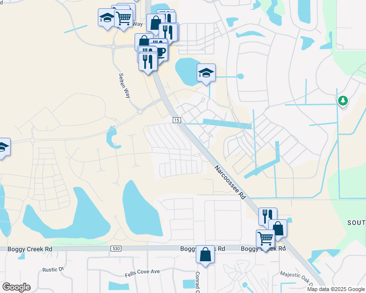 map of restaurants, bars, coffee shops, grocery stores, and more near Narcoossee Road in Orlando