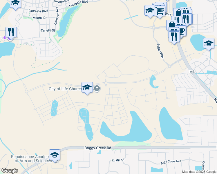 map of restaurants, bars, coffee shops, grocery stores, and more near 4620 Boggy Creek Road in Kissimmee