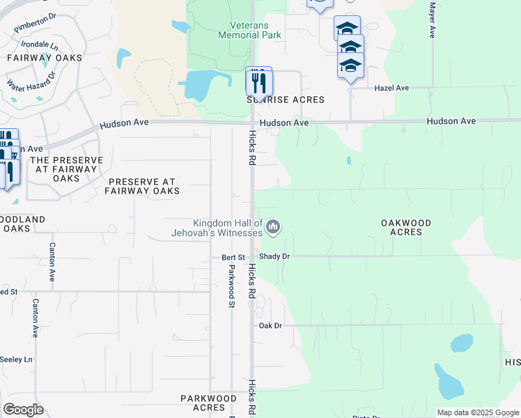 map of restaurants, bars, coffee shops, grocery stores, and more near 10037 Lyons Lane in Hudson