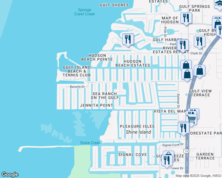 map of restaurants, bars, coffee shops, grocery stores, and more near 13636 Maria Drive in Hudson