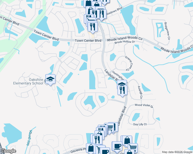 map of restaurants, bars, coffee shops, grocery stores, and more near 14666 Laguna Beach Circle in Orlando