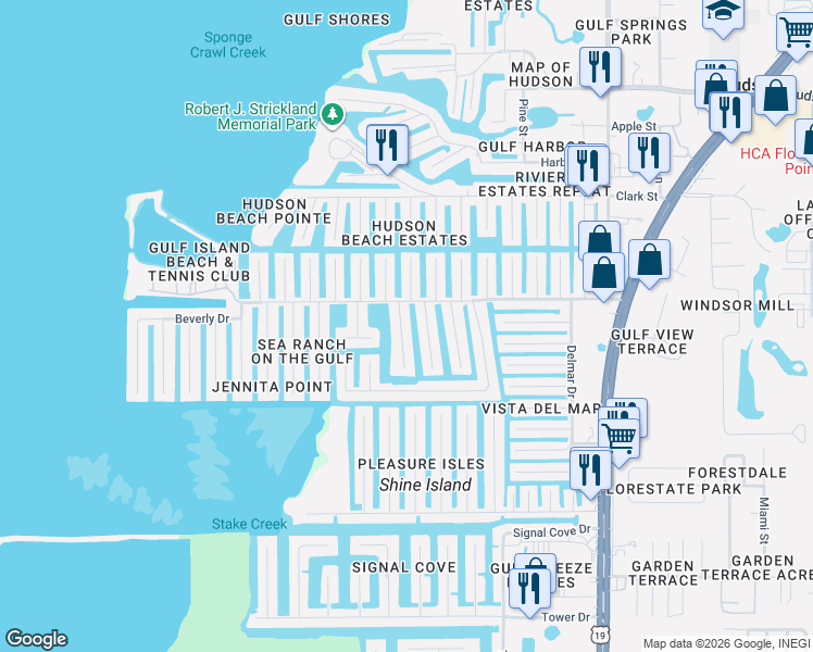 map of restaurants, bars, coffee shops, grocery stores, and more near 13638 Evelane Drive in Hudson