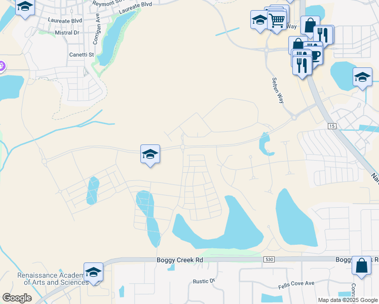 map of restaurants, bars, coffee shops, grocery stores, and more near 4674 Boggy Creek Road in Kissimmee
